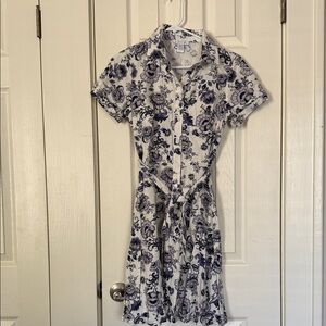 New London Times Navy and White Floral Mini Dress